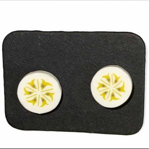 New Handmade Artisan Banana Slices Polymer Clay Hypoallergenic Stud Earrings